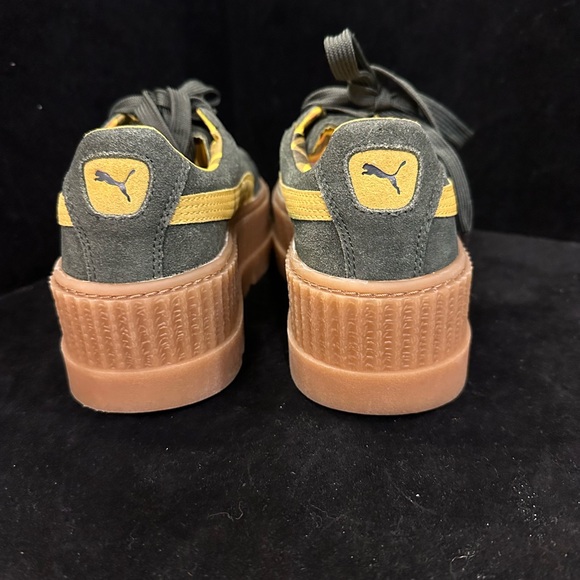 Rihanna Puma  Women's Platform Sneakers - Green and Yellow - Picture 3 of 9